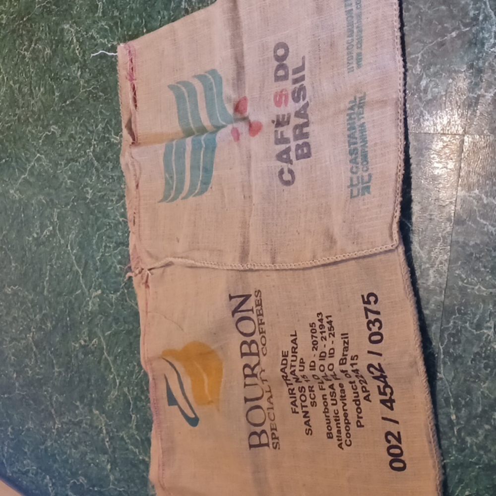 Vintage Coffee Sack with Bourbon Logo - Brown and Blue